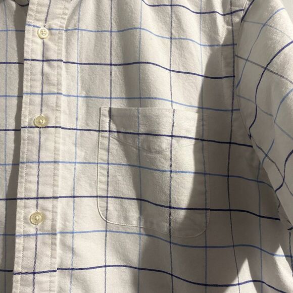 Cremieux Classic Short Sleeve Button Down 100% Cotton White Plaid Size Medium - Picture 2 of 5